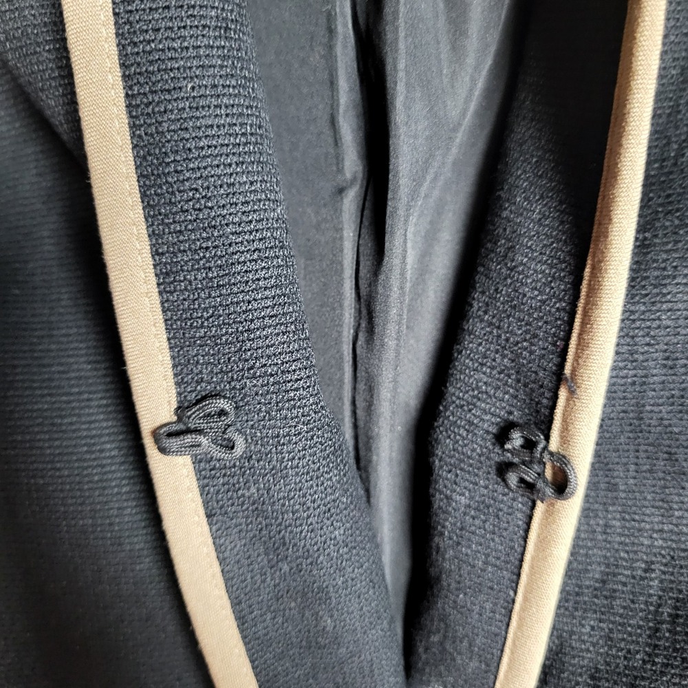 Coldwater Creek Rolled Cuff Jacket Women's 10 Black Brown Piping Clasp Front - Picture 8 of 9